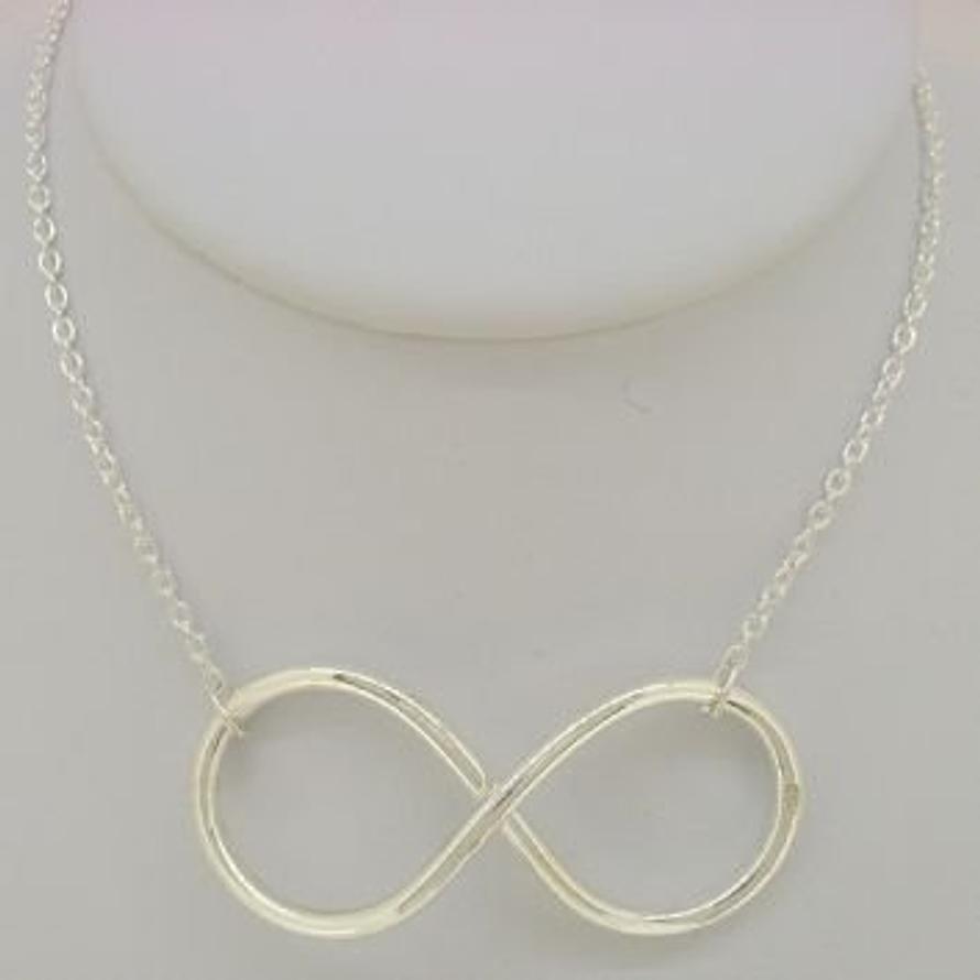 STERLING SILVER UNISEX 45mm INFINITY SYMBOL DESIGN CHARM PENDANT NECKLACE -NLET_SS_INF45-CA50