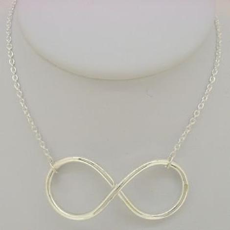 Sterling Silver 45mm Infinity Symbol Design Charm Pendant Necklace
