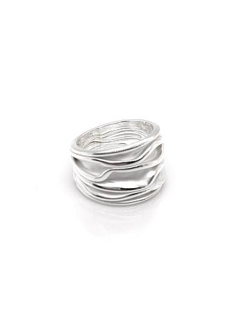 Waves of Love Sterling Silver 14mm Wide Ring