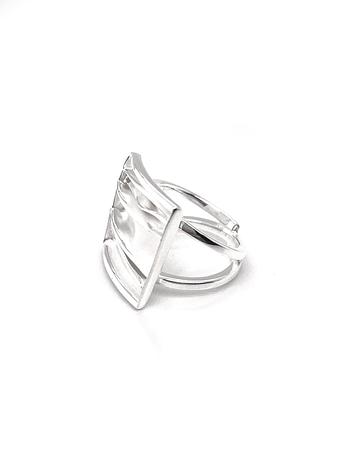 Waves of Love Sterling Silver 21mm Wide Square Ring