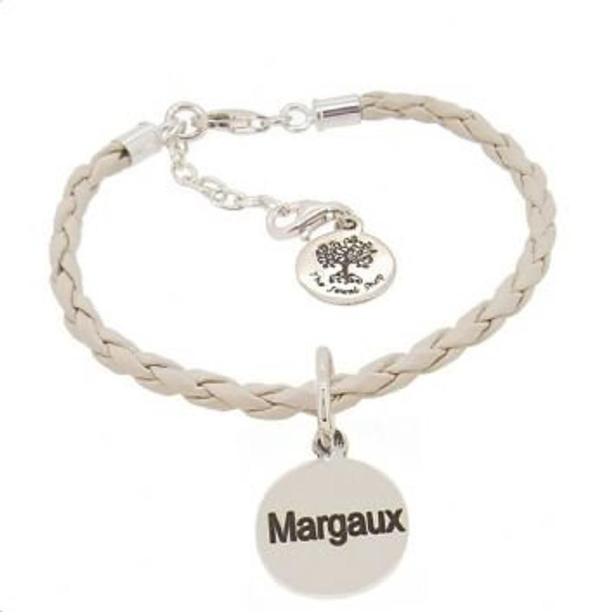 PERSONALISED STERLING SILVER 16mm COIN CHARM LEATHER BRACELET