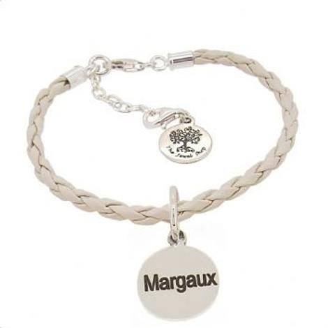 Personalised Sterling Silver 16mm Coin Charm Leather Bracelet