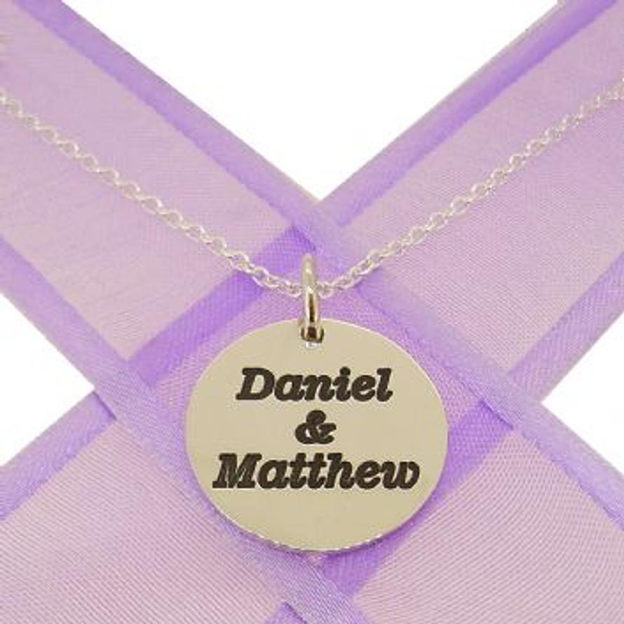 19mm ROUND PERSONALISED NAME MESSAGE COIN PENDANT NECKLACE -19mm-SS-CA40
