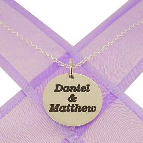 19mm Round Personalised Name Message Coin Pendant Necklace
