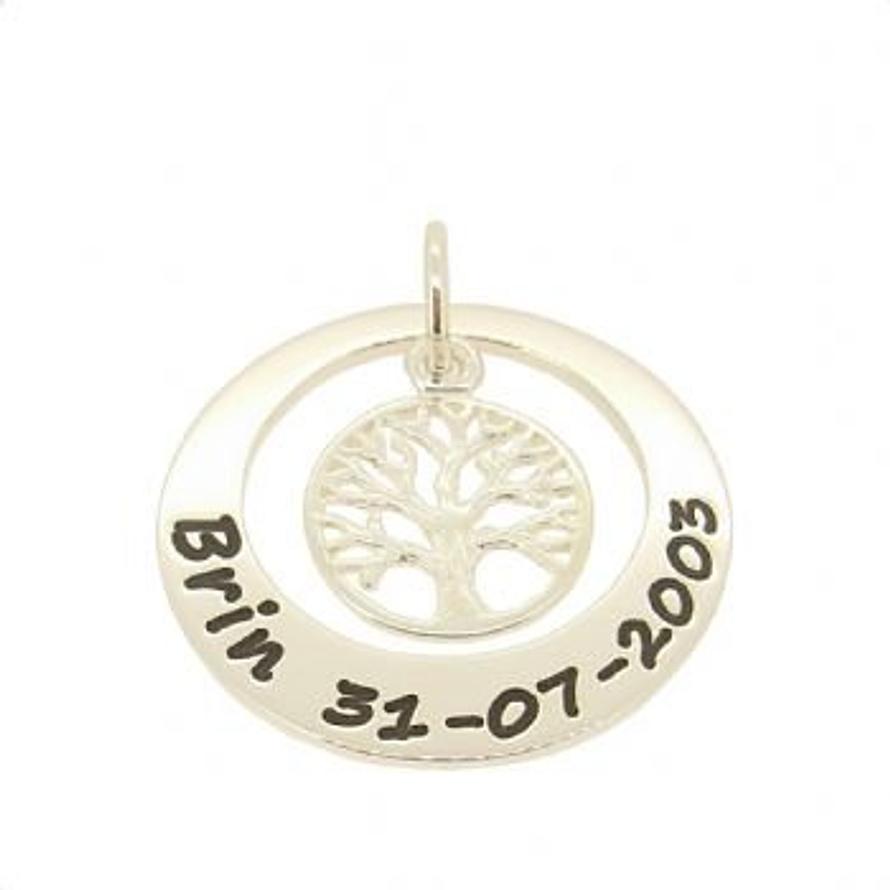 27mm CIRCLE OF LIFE FAMILY TREE OF LIFE PERSONALISED NAME PENDANT