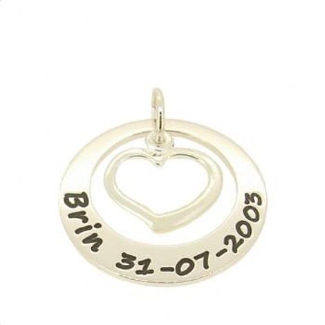 27mm Circle of Life Guardian Open Love Heart Personalised Name Pendant