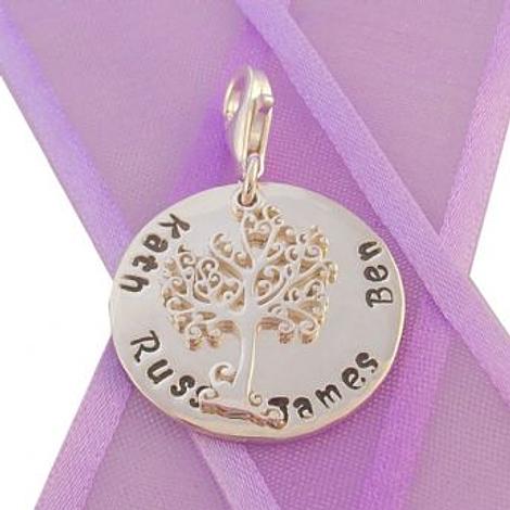 23mm Round Personalised Tree of Life Name Pendant -Ch-23mm-Kb60-Ss