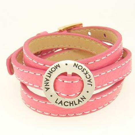 22mm Circle of Life Personalised Name Pendant Triple Leather Cuff Bracelet