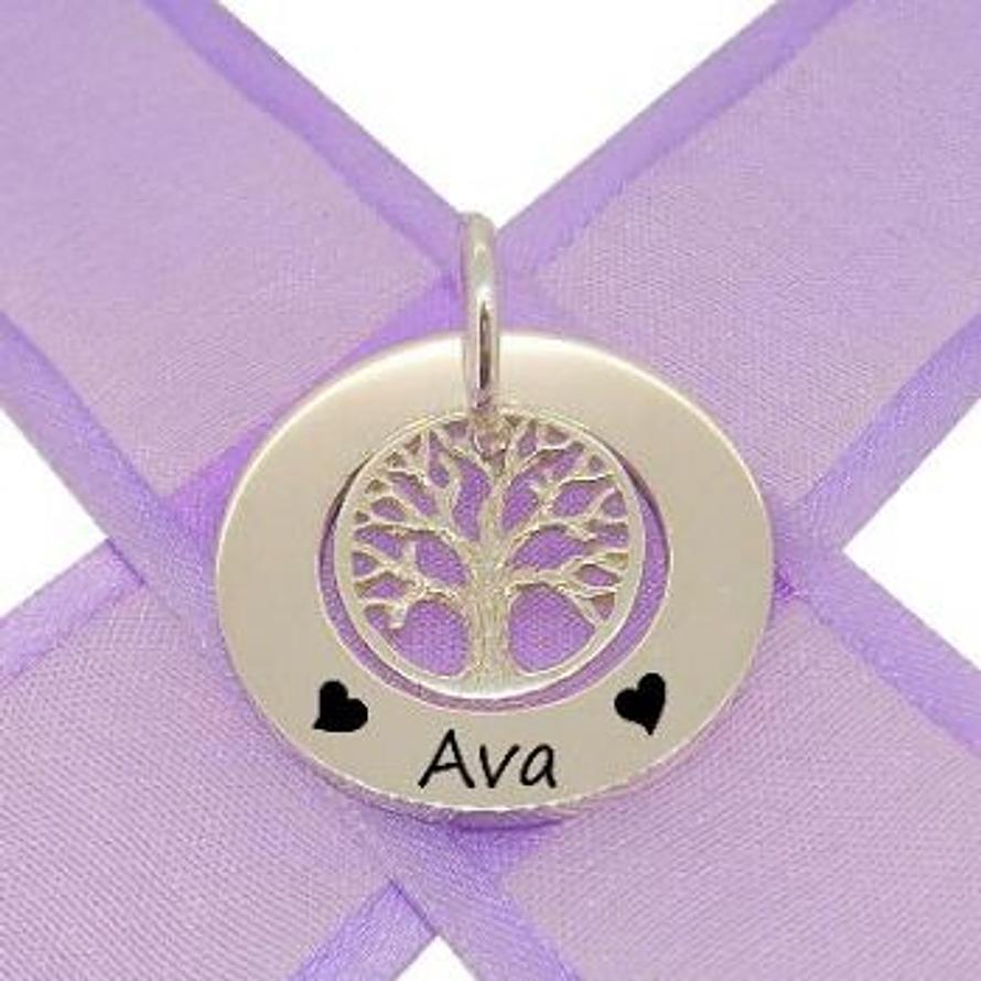 25mm CIRCLE OF LIFE PERSONALISED FAMILY NAME PENDANT NECKLACE TREE OF LIFE -25mm-KB52-JR