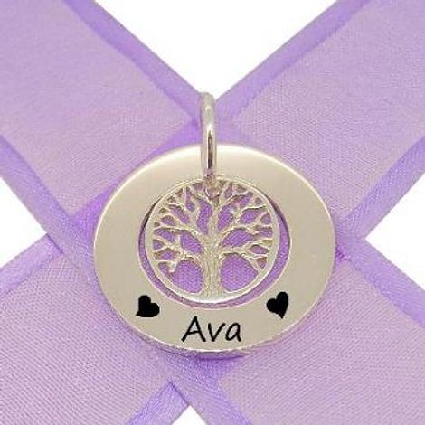 25mm Circle of Life Personalised Family Name Pendant Necklace Tree of Life -25mm-Kb52-Jr