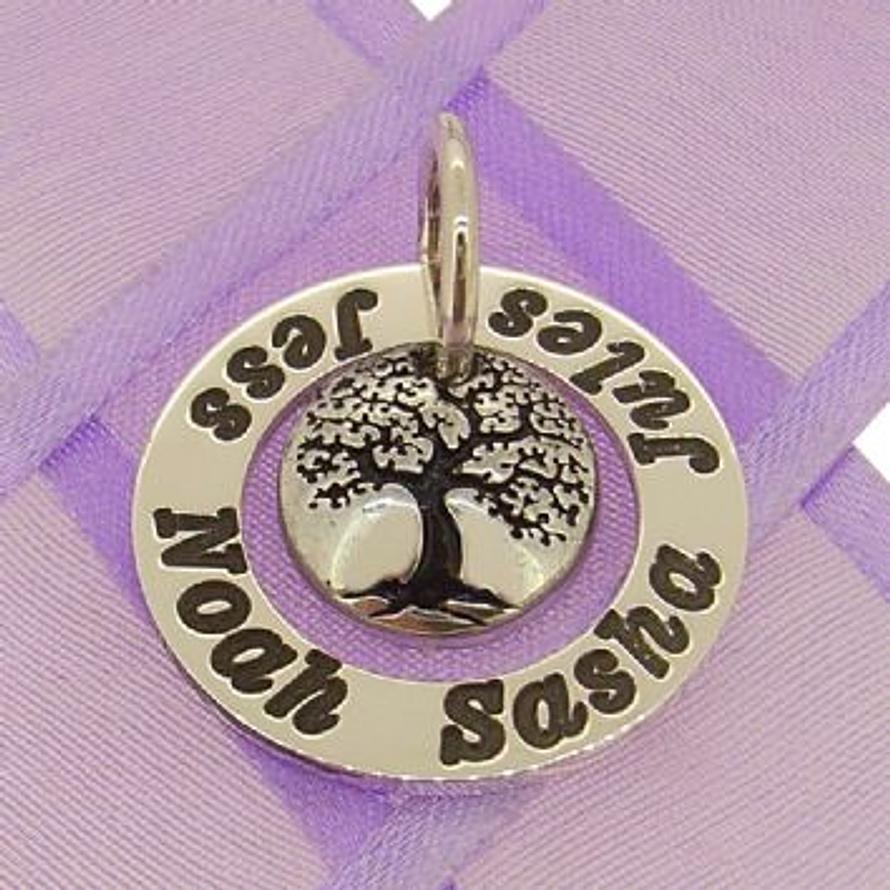 25mm CIRCLE OF LIFE PERSONALISED FAMILY NAME PENDANT NECKLACE TREE OF LIFE -25mm-KB52-JR
