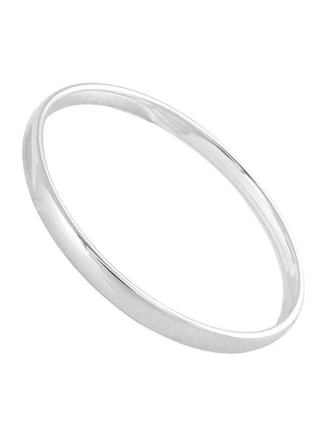 Solid Sterling Silver 4mm X 2mm Diameter Oval Golf Bangle