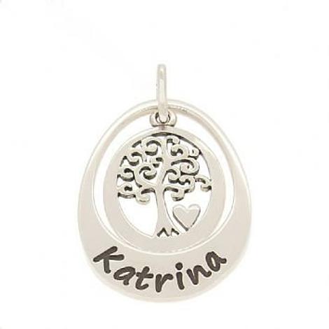 19mm Small Oval Personalised Family Tree of Life Name Pendant