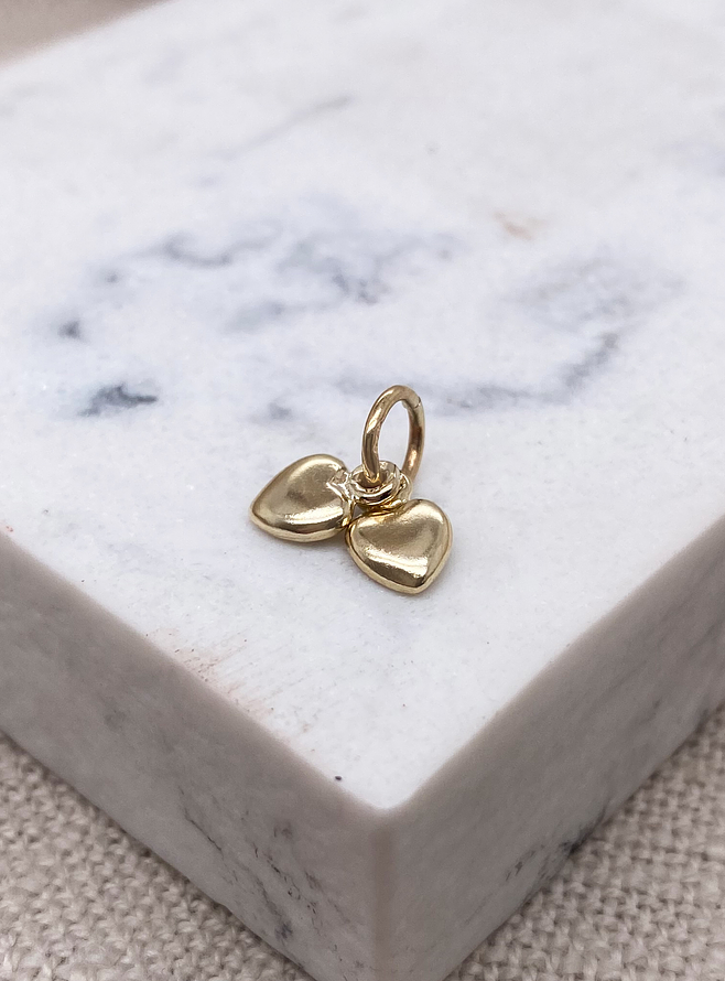 9ct Gold Two Love Hearts Charm