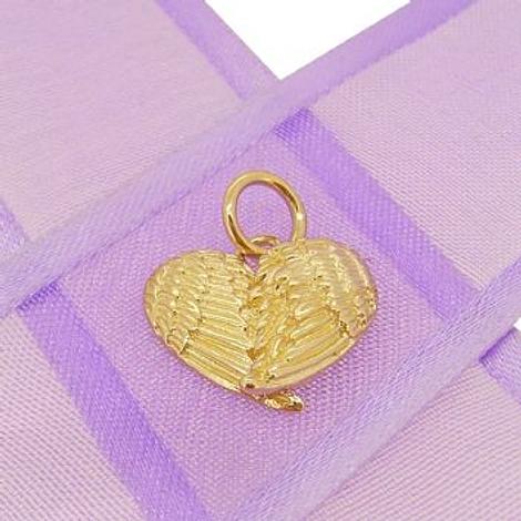 9ct Gold Angel Wings Heart Charm Pendant