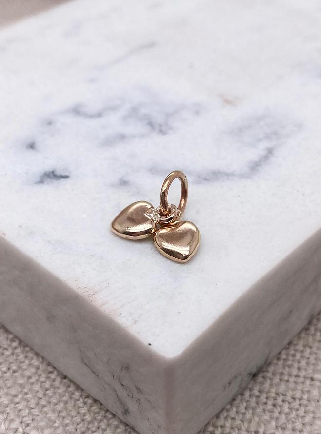 9ct Rose Gold Two Love Hearts Charm