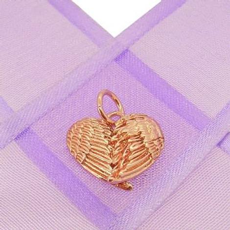 9ct Rose Gold Angel Wings Heart Charm Pendant