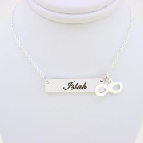 Sterling Silver Personalised Tag Infinity Charm Necklace