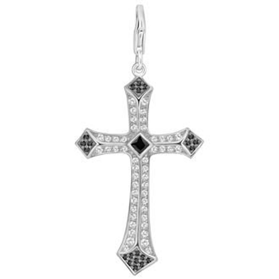 PASTICHE STERLING SILVER CZ LARGE CROSS HOOKED ON CLIP CHARM PENDANT QC081CZJCZ