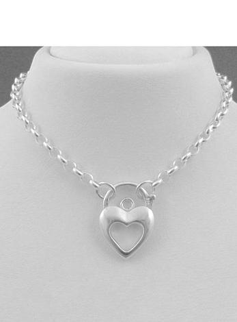 Open Heart Padlock Belcher Necklace