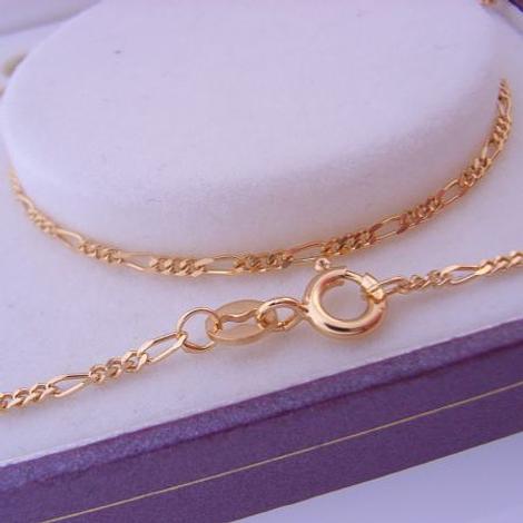 2.2g 9ct Yellow Gold 1.4mm Curb Figaro 45cm Necklace Chain