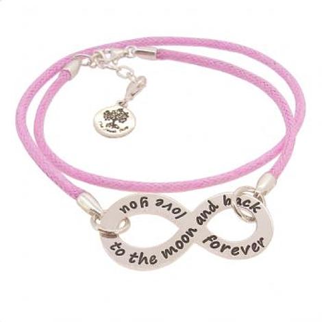 Personalised Sterling Silver Infinity Charm Cord Bracelet