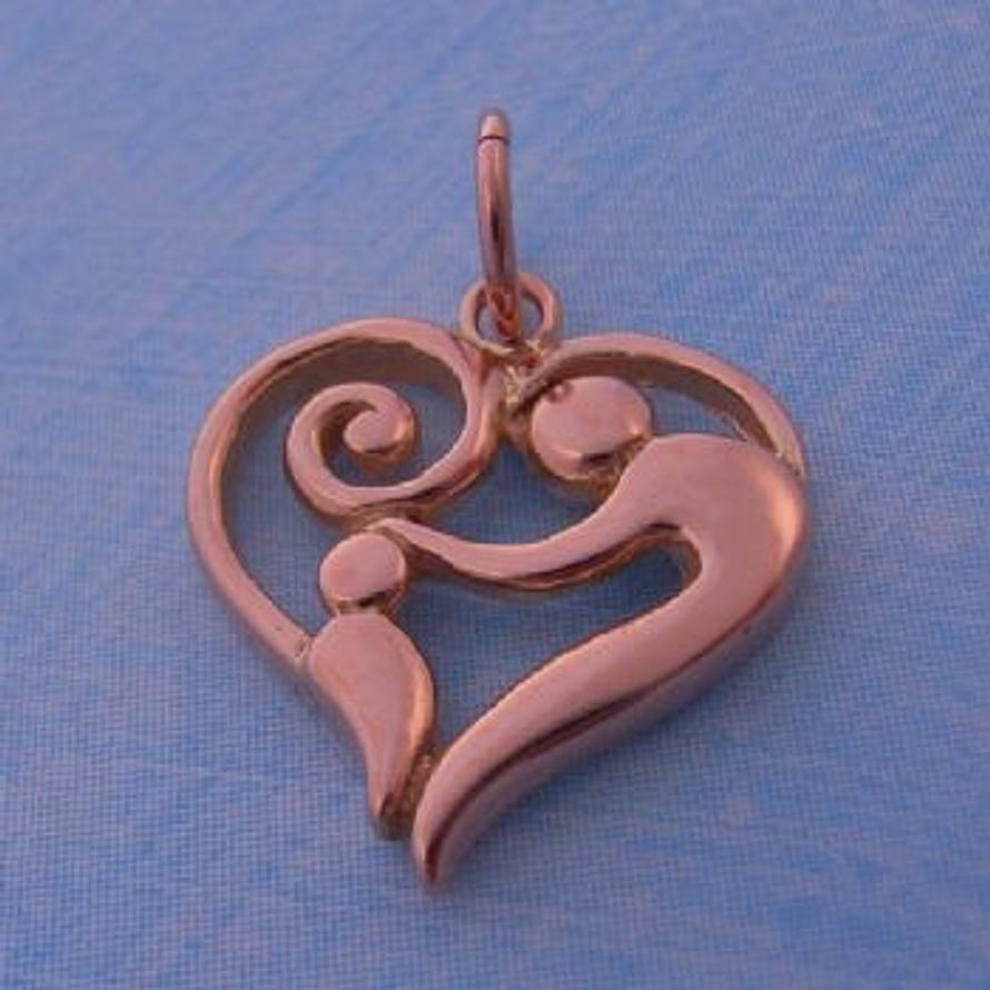 SOLID 16mm 9CT ROSE GOLD MOTHER BABY CHILD CHARM PENDANT - 9R_HRKB78