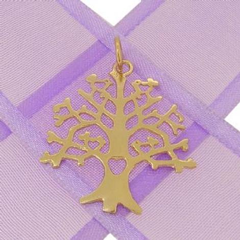 Solid 9ct Yellow Gold 24mm X 27mm Tree of Life Charm Pendant - 9y Hrkb85