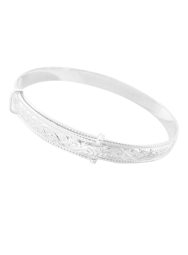 Expanding 5mm Engraved Bangle in Sterling Silver