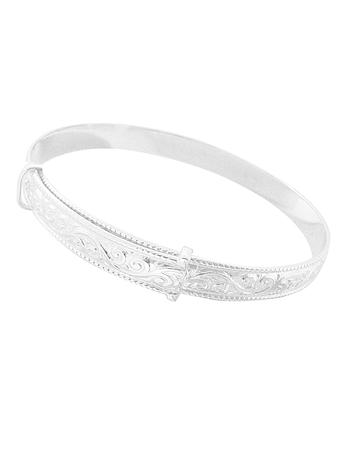 Expanding 5mm Engraved Bangle in Sterling Silver