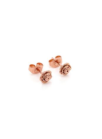 9ct Rose Gold 5mm Rose Flower Charm Stud Earrings