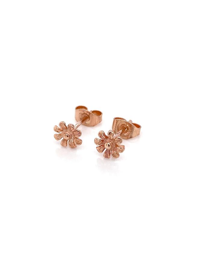 9ct Rose Gold 7mm Daisy Flower Charm Stud Earrings