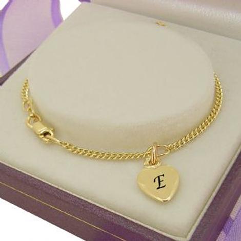 Personalised 9ct Gold 8mm Heart Charm Curb Bracelet