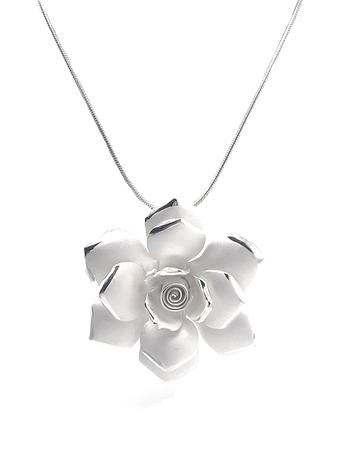 Sterling Silver 50mm Rose Flower Necklace