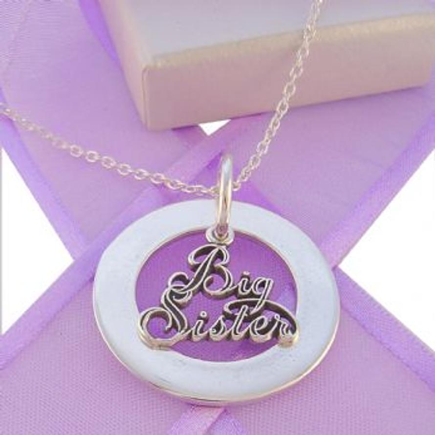 28mm CIRCLE OF LIFE PERSONALISED BIG SISTER CHARM NAME PENDANT NECKLACE -28mmFP136-TI-03048