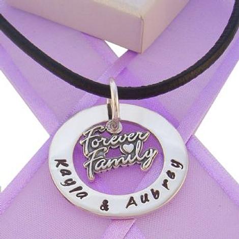 28mm Circle of Life Personalised Family Forever Charm Name Pendant Necklace -28mmfp136-Ti-09710-Blk