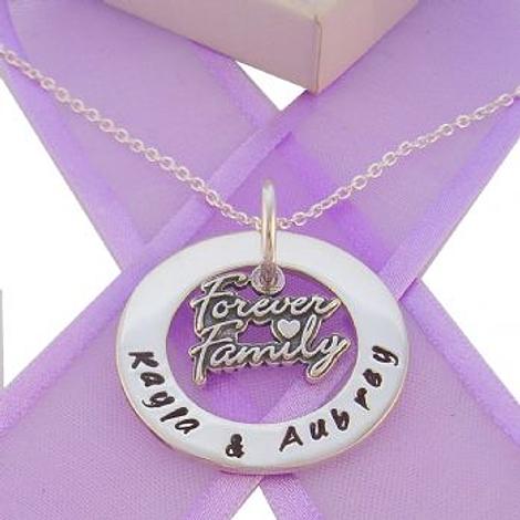 28mm Circle of Life Personalised Family Forever Charm Name Pendant Necklace -28mmfp136-Ti-09710-Ca40