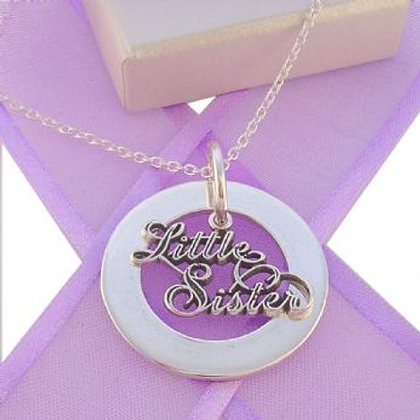 28mm Circle of Life Personalised Little Sister Charm Name Pendant Necklace -28mmfp136-Ti-03047