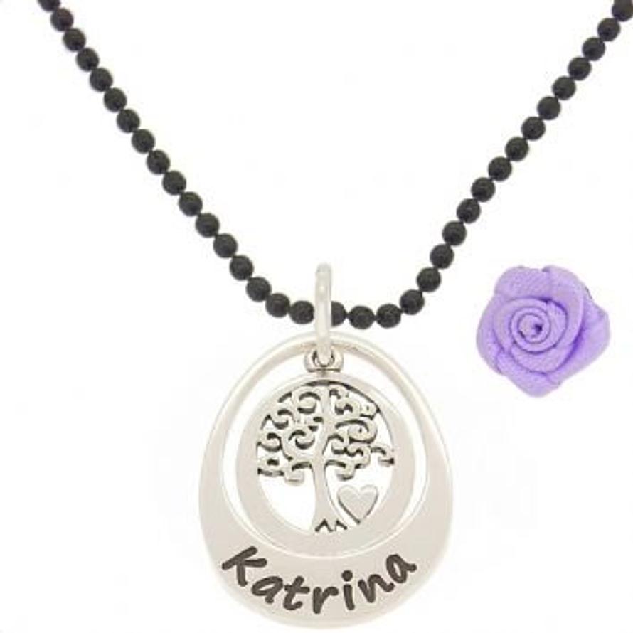 19mm SMALL OVAL PERSONALISED FAMILY TREE OF LIFE NAME PENDANT NECKLACE