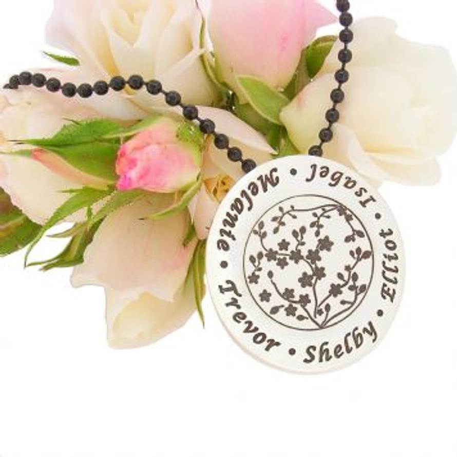 29mm BLOSSOM PERSONALISED MESSAGE NAME FAMILY COIN PENDANT