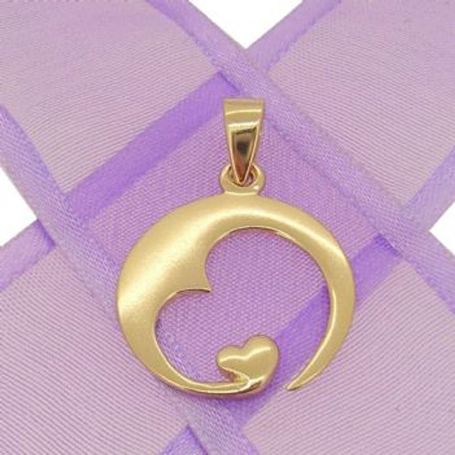 SOLID 9CT YELLOW GOLD 19mm LOVE CIRCLE HEART CHARM PENDANT -9Y_HR-KB94