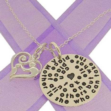 25mm Round Personalised Name Message Coin Pendant With Mother Baby Heart -25mm-Ss-Kb78