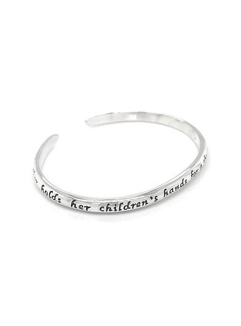 Sterling Silver Mother Design Message Cuff Bangle