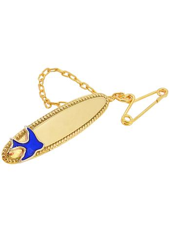 Bluebird Oval Identity Name Baby Brooch in 9ct Gold