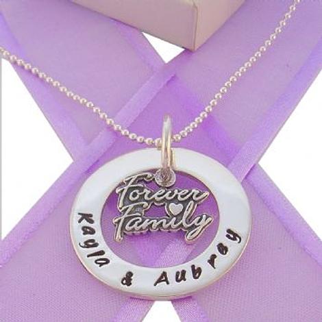28mm Circle of Life Personalised Family Forever Charm Name Pendant Necklace -28mmfp136-Ti-09710-2mm Ball