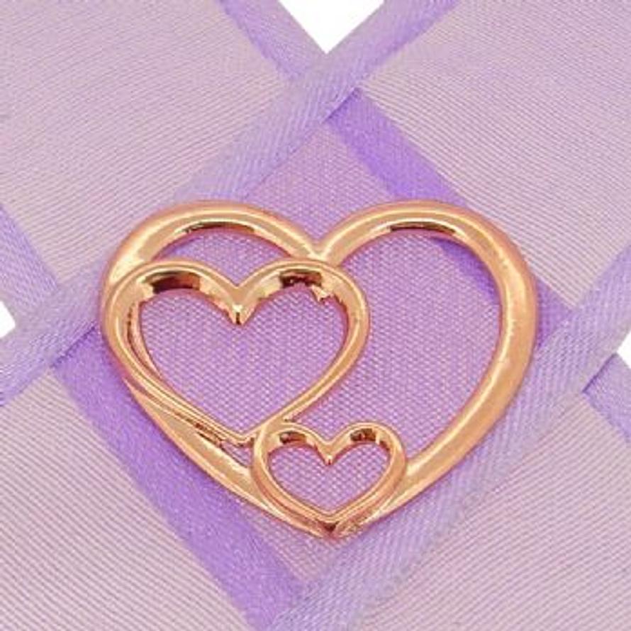 9CT ROSE GOLD TRILOGY OF HEARTS CHARM PENDANT - KB124-9R