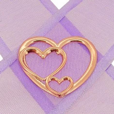 9ct Rose Gold Trilogy of Hearts Charm Pendant - Kb124-9r