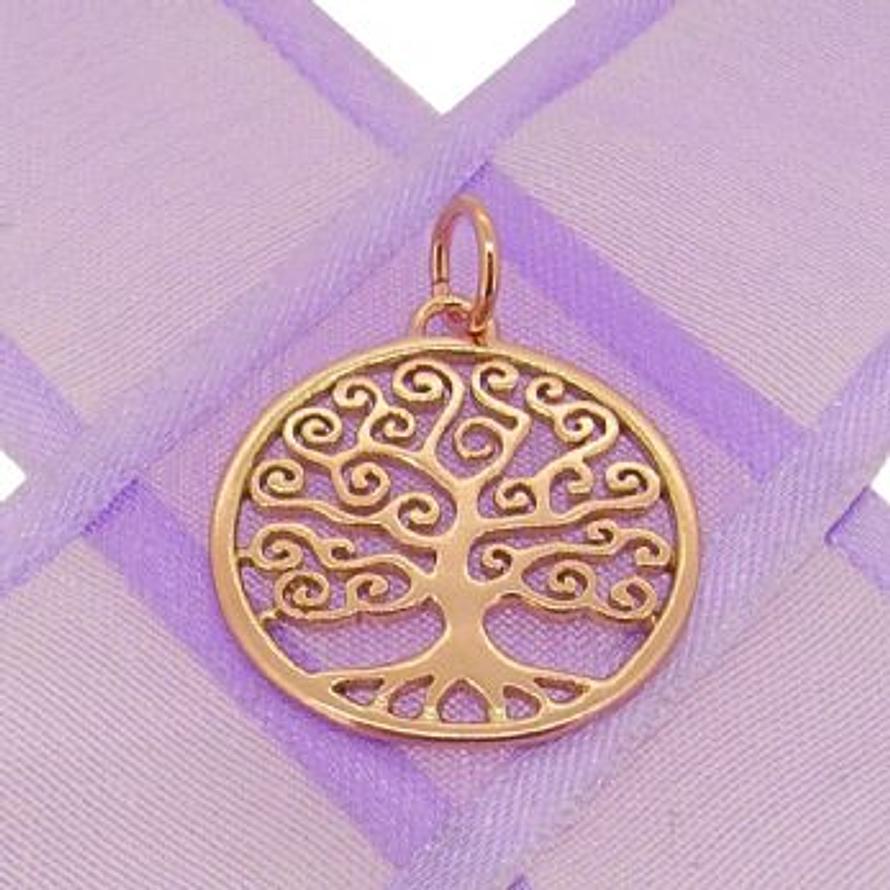 9CT ROSE GOLD 20mm FAMILY TREE OF LIFE CHARM PENDANT -KB123-9R