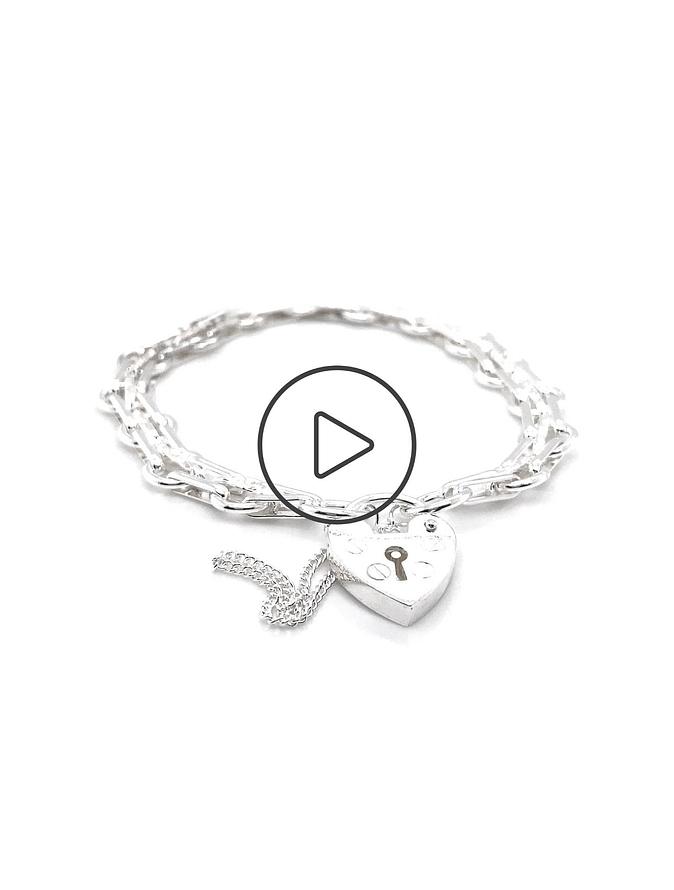 Gate Bracelet With Heart Padlock in Sterling Silver