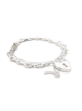 Gate Bracelet With Heart Padlock in Sterling Silver